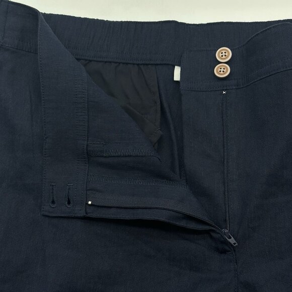 J Jill Linen Stretch Wide Leg Crop Women's Size Large Tall Navy Blue Pants - Picture 7 of 13